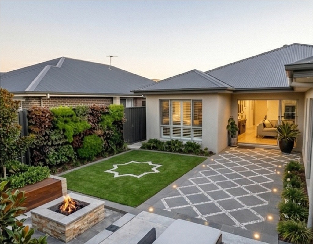Landscaped courtyard garden in South East Queensland